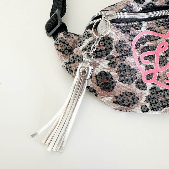 JUSTICE  Fanny Pack/ Belt Bag Cheetah Print and Sequins - Picture 3 of 4